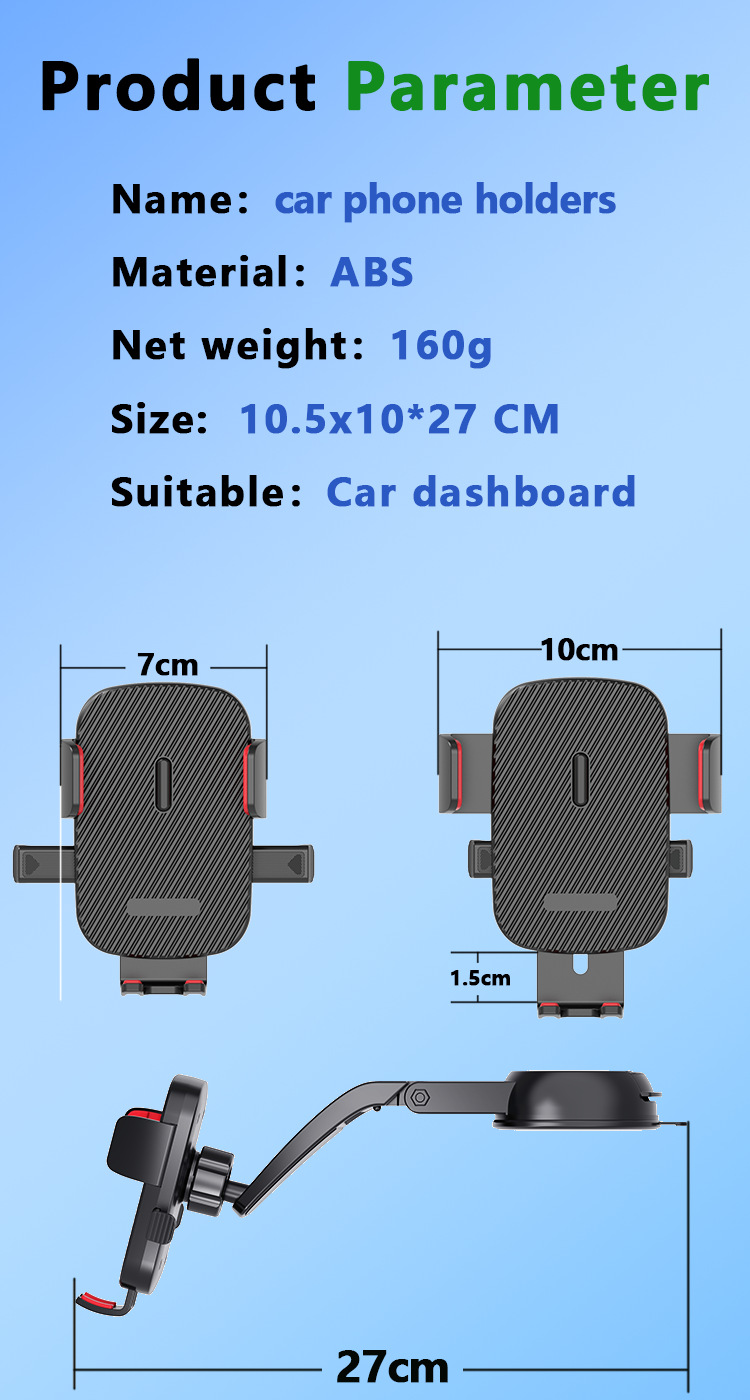 New Cross-Border Universal Car Phone Holder, Center Console Car Mount, Suction Cup Type Navigation, Multi-Functional Automatic Lock