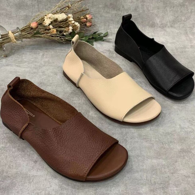Cross-Border Retro Sandals for Women 2025 Summer New Style Personalized Fashion Versatile Trendy Slip-On Beach Sandals Wholesale