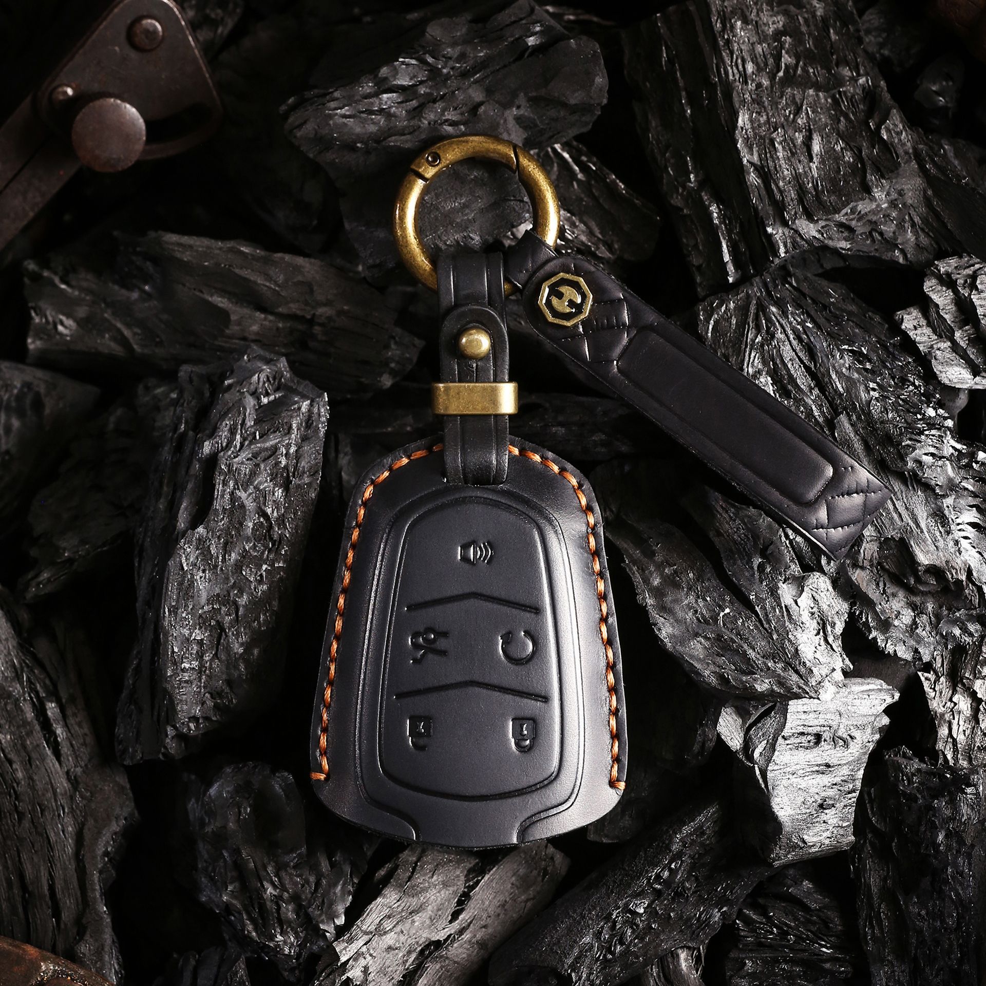 复古钥匙套适用于凯卡迪拉克汽车xt5/xt4/xt6手工真皮钥匙包扣