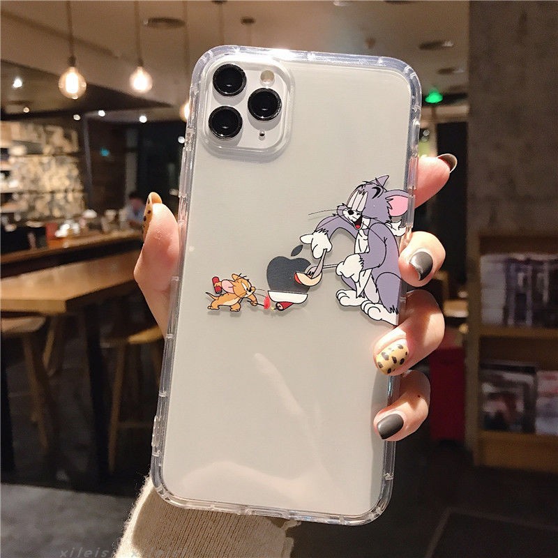 Gato y ratón para Apple 11/13 caja del teléfono pareja iPhon12promax funda protectora 15 transparente resistente a la caída
