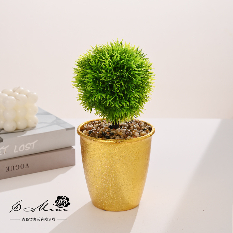 Flor falsa estilo pastoral bola de hierba pequeña flor de simulación bonsai decoración creativa flor de moda plantación verde artificial simulación maceta image 4