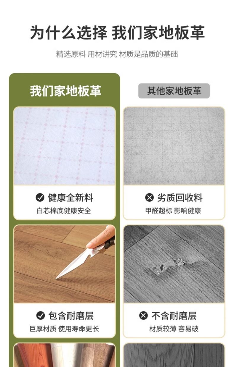 Household Floor Leather Cement Floor Directly Laid Self-Adhesive Floor Stickers Thickeneded Wear-Resistant Waterproof Anti-Slip Plastic Carpet Floor Mats