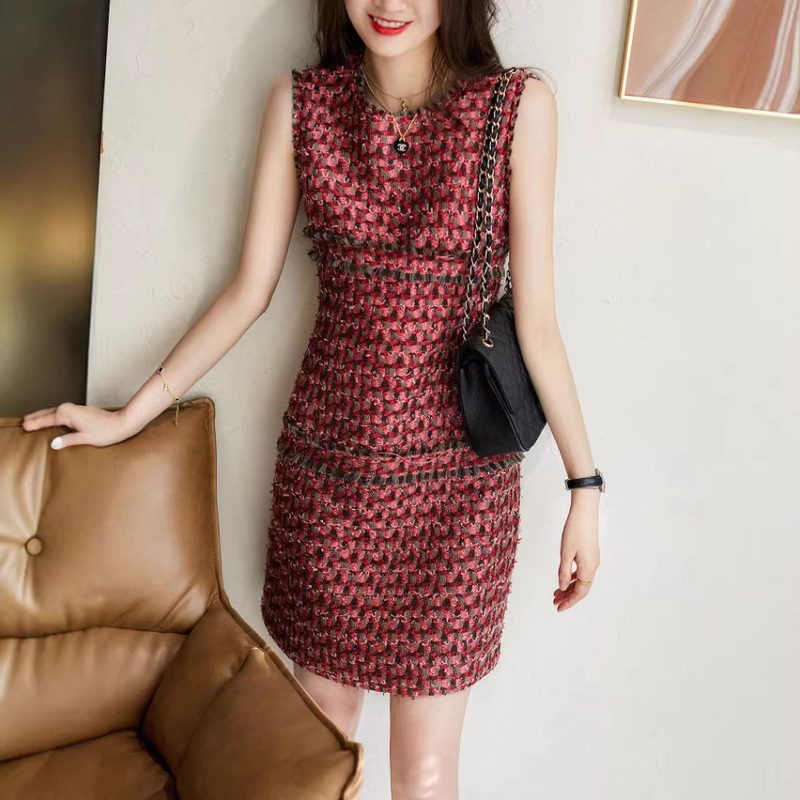 Mage High-end Small Chanel Style Tweed Ladies Style Dress Women's Burr Edge Tassel Wool Vest Skirt