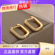 Square Circle Hoop Earrings For Women Stainless Steel Shiny