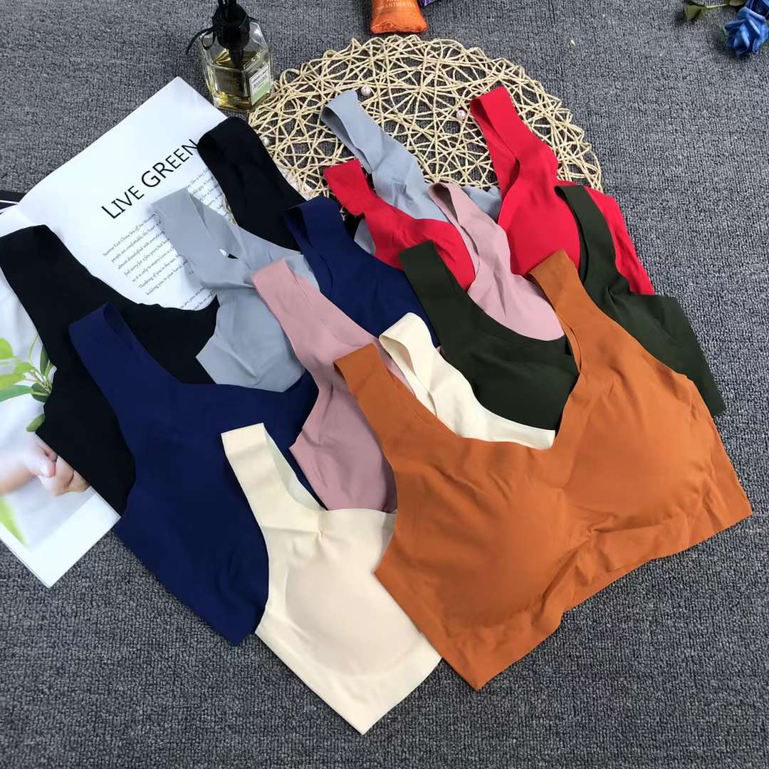 Nueva seda de hielo alta calidad belleza espalda chaleco las mujeres inalámbrico yoga sujetador ropa interior deportiva al por mayor