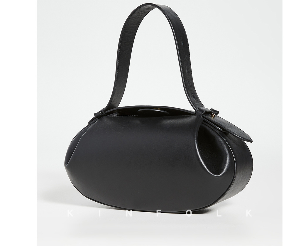 837g Weight Pu Leather Lining Material Women's Medium Pu Leather Solid Color Streetwear Oval Magnetic Buckle Underarm Bag