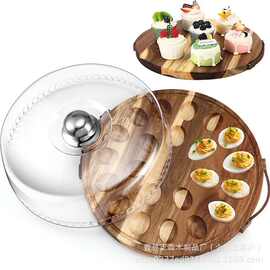 跨境木质鸡蛋托盘复活节派对彩蛋魔鬼蛋托双面可用熟食芝士板餐盘
