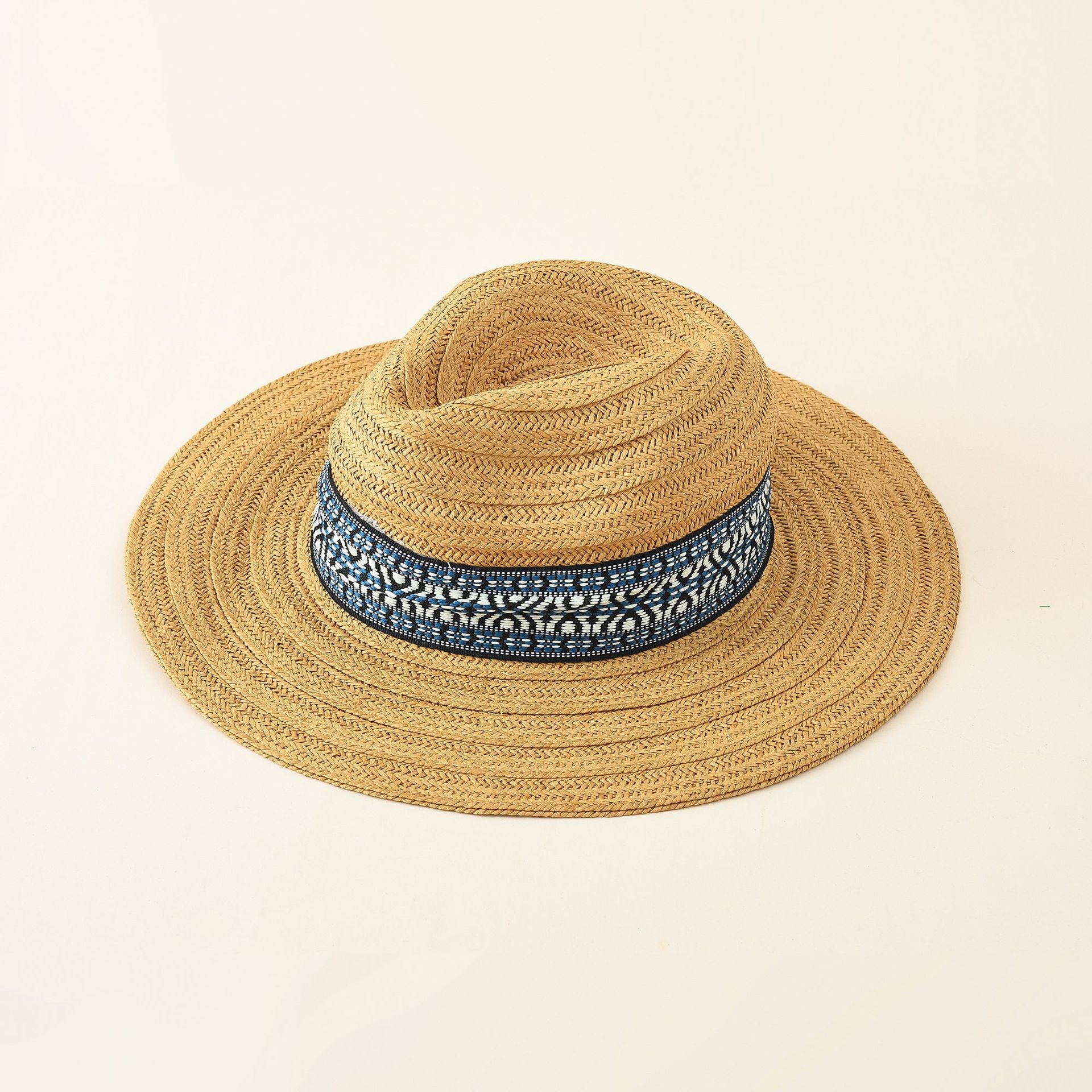 2021 bohemio verano nuevo parche de moda de paja cúpula de ala ancha protección solar sombrero de paja