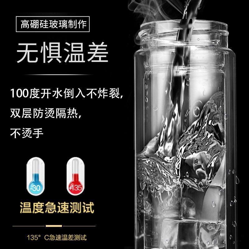 加厚底双层玻璃杯车载便携透明水杯隔热过滤茶杯耐高温|undefined
