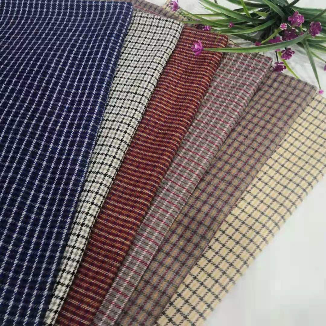 现货优价新款时装春秋千鸟格  西装裙装套装箱包粗纺千鸟毛呢面料