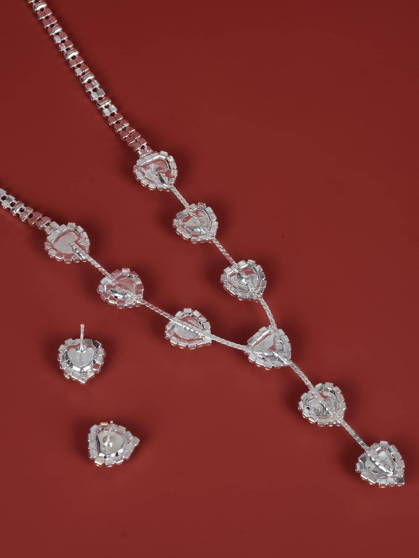 Wedding Occasion Rhinestone Heart Shape Earrings Necklace