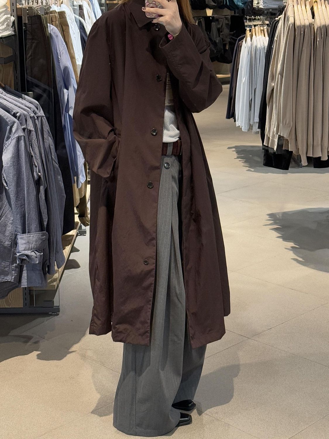Extremely Stylish Brown Mid-length Trench For Women, 2026 New Casual Korean-style Loose Coat_voghion.com
