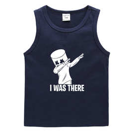 Marshmello DJ夏装儿童背心休闲打底衫吸汗糖果中小童无袖汗衫