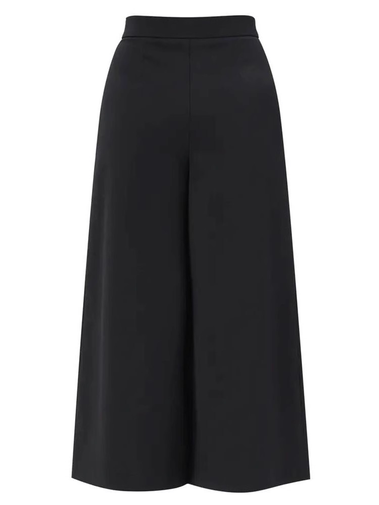 Quần culottes nữ ống rộng cạp chun co giãn bốn chiều kiểu dáng cổ điển — nâu chi tiết 5