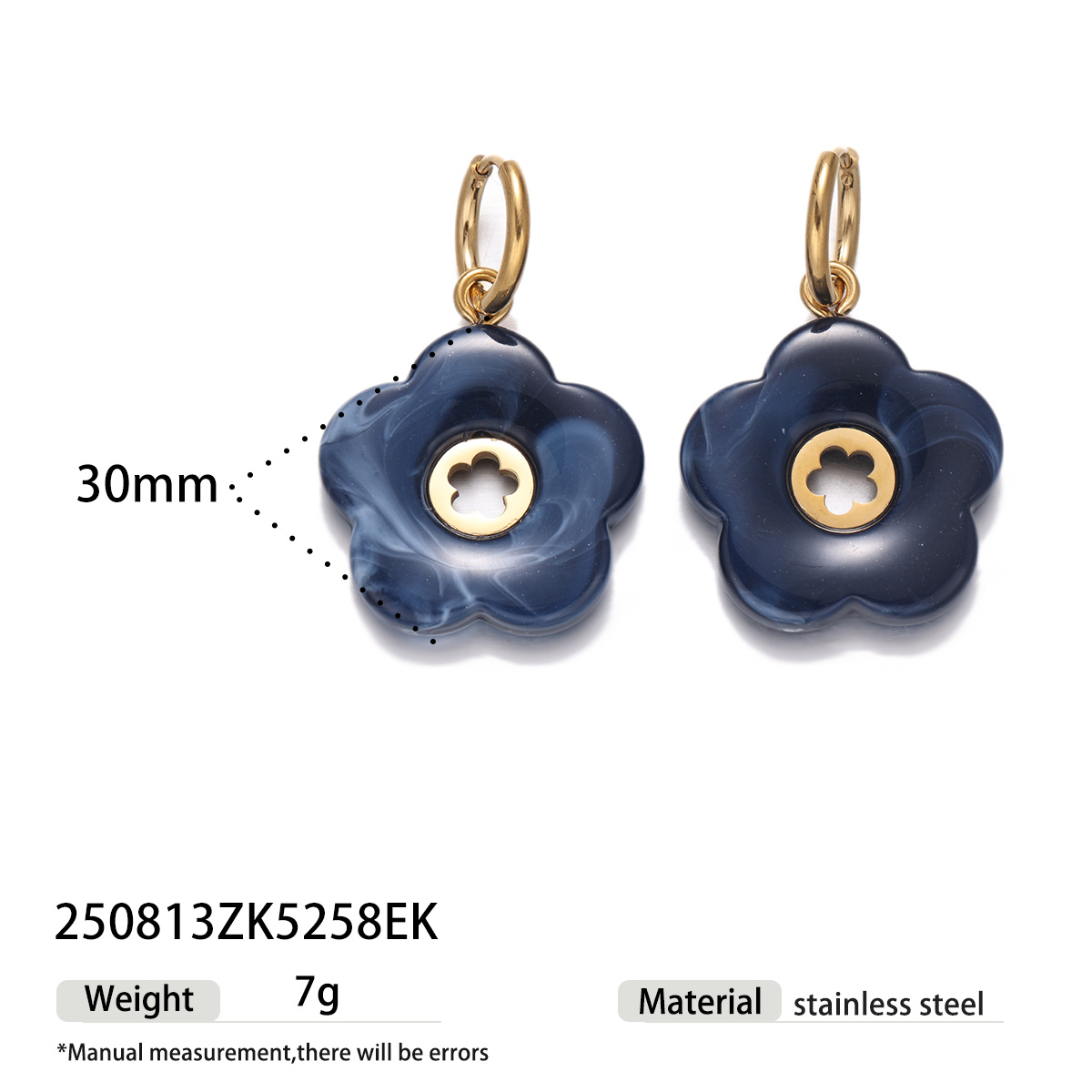 Tina acero inoxidable azul oscuro acrílico collar auriculares anillo conjunto de mujeres no se desvanecen joyas