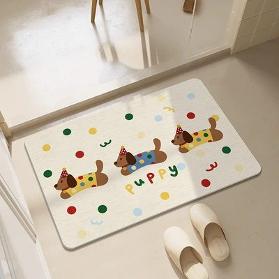 Mat, Bathroom Hard Diatom Mud – Avtomobil döşəmə paspasları - polka-dot-sausage-354509cm-square-white-background