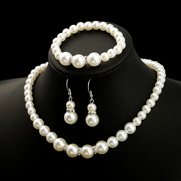 European and American Classic Shambhala Diamond Ring Pearl Necklace Bridal Bracelet Earrings Three-Piece Set Bracelet Necklace Earrings