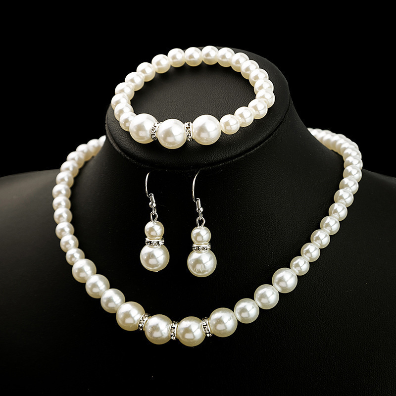 European and American Classic Shambhala Diamond Ring Pearl Necklace Bridal Bracelet Earrings Three-Piece Set Bracelet Necklace Earrings European and American Classic Shambhala Diamond Ring Pearl Necklace Bridal Bracelet Earrings Three-Piece Set Bracelet Necklace Earrings