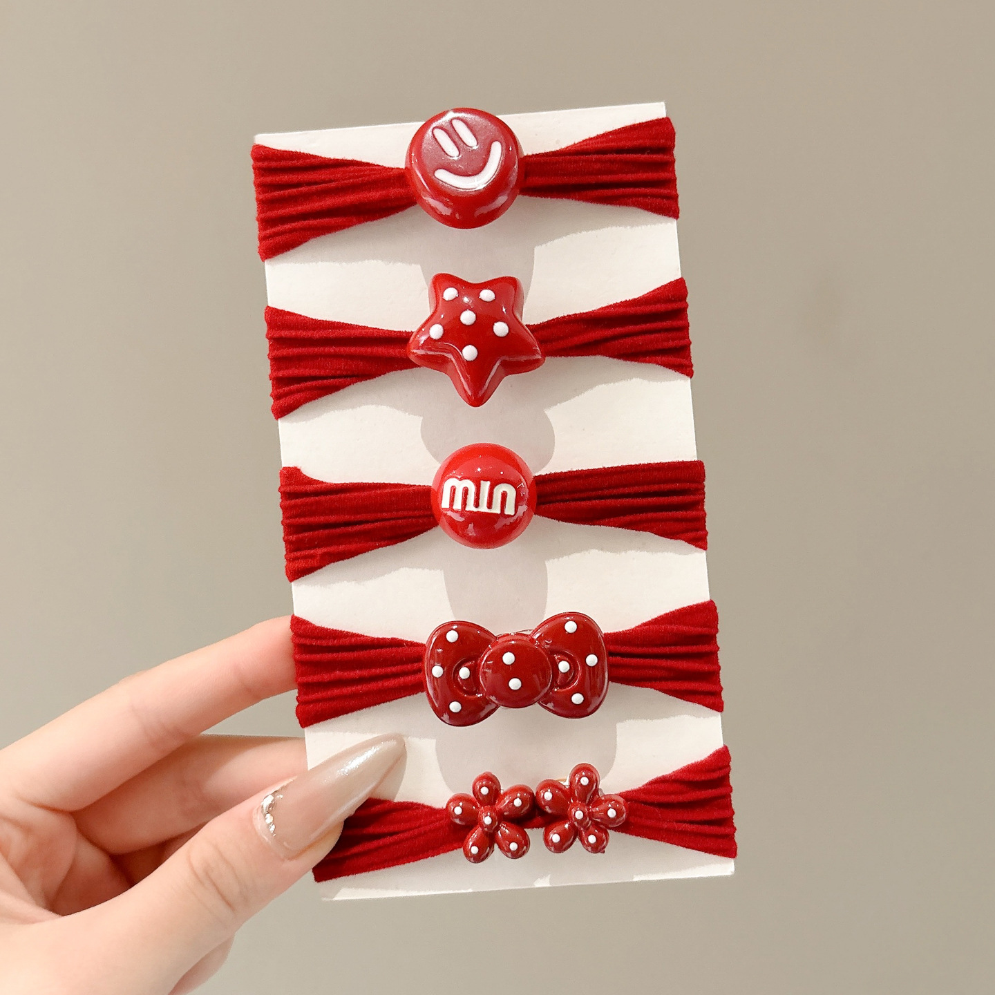 Niños rojos de Año Nuevo cabello de cabello de alta elástica cabello de cabello de cola de caballo de cabello no lastimar correa de cabello tocado