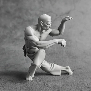 3D-печатная статуэтка мастера кунг-фу в стойке журавля