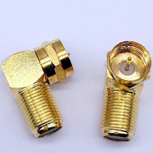 镀金款F公转母90°，电子连接器，RF电视天线转接头