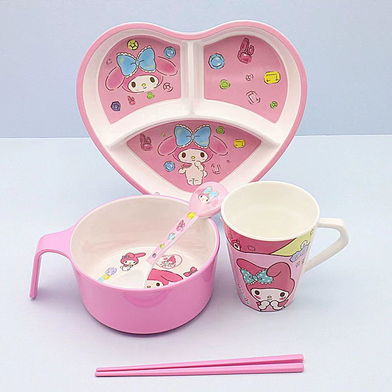 Children's Tableware Set, Shatterproof Cartoon Design, Medium Handle Bowl Options