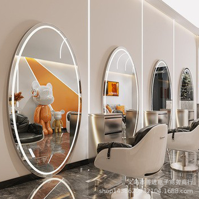 Espejo de Peluquería Inteligente con Luz LED de Metal Ovalado para Salón de Belleza image 18