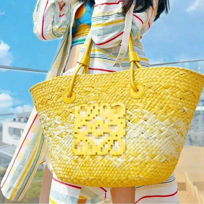 New Large Capacity Woven Handbag Straw Bag Tote Bag Vacation Beach Bag Gradient Shoulder Bag Spot Wholesale
