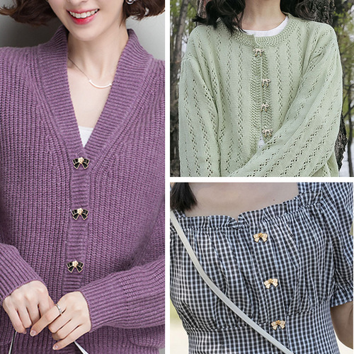 Butterfly knot button for women, high-quality metal, fashionable and exquisite, for shirts, blouses, sweaters, coats, versatile decorative buttons