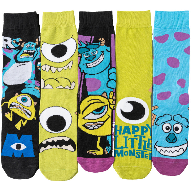 Trendy Four Seasons Anime Monster Socks Men's Cotton Popular Trendy Socks Women's Middle Barrel European and American Wholesale Factory Men's Socks Socks