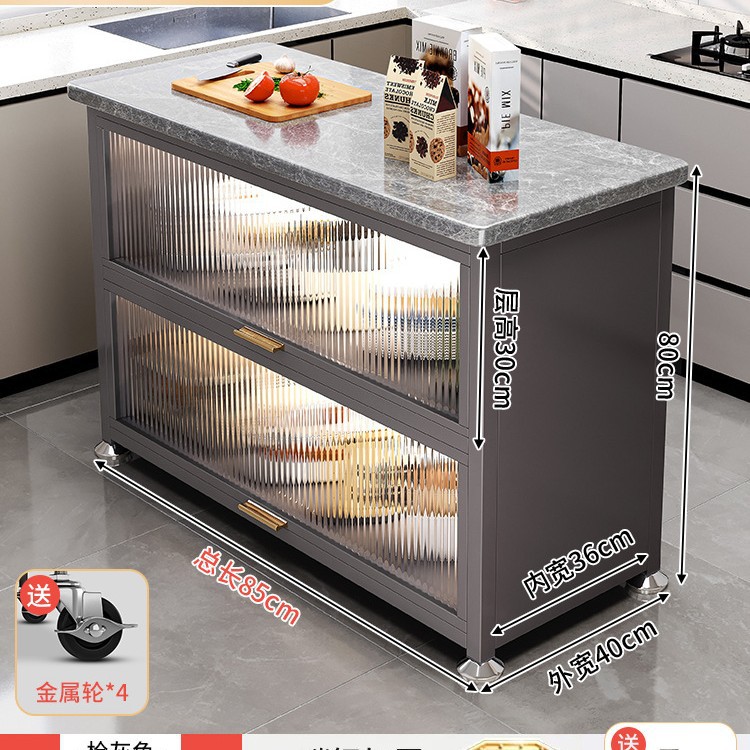 Estante de cocina de pizarra de roca, gabinete de almacenamiento de horno microondas multifuncional de piso, encimera, mesa de corte de verduras, mesa de preparación, armario lateral