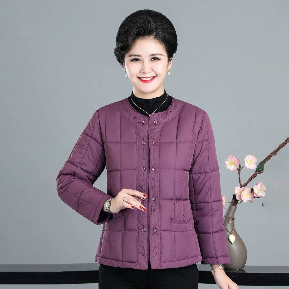 Утолщенная куртка больших размеров с хлопковой подкладкой для пожилых людей внутри и снаружи, короткая материнская куртка с круглым вырезом и хлопковой подкладкой, маленькая куртка с хлопковой подкладкой