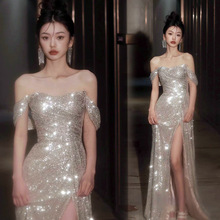 晚礼服优雅范儿新娘订婚结婚敬酒服宴会主持人艺考成人礼服婚纱裙