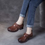 以一 Весенне-осенние новые женские туфли в этническом стиле в стиле ретро ручной работы на мягкой подошве, повседневные лесные женские туфли на плоской подошве с неглубоким открытым носком