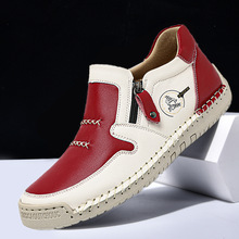 亚马逊爆款2025跨境大码女鞋中帮皮靴女休闲工装靴时尚妈妈鞋短靴