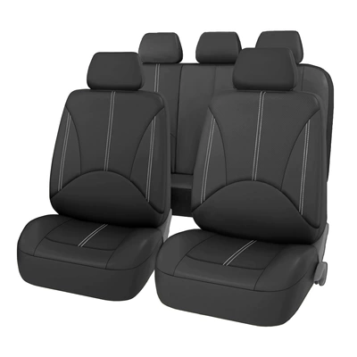 Cross-border European and Russian best-selling leather perforated car seat covers 9-piece set breathable and dustproof (Universal seat cover) - black-five-seater-9-piece-set