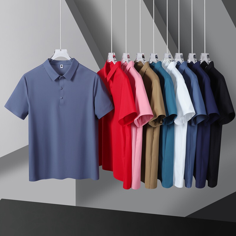 Business men's short-sleeve summer casual Polo shirt, wrinkle-free half-sleeve ice silk lapel seamless T-shirt Business men's short-sleeve summer casual Polo shirt, wrinkle-free half-sleeve ice silk lapel seamless T-shirt