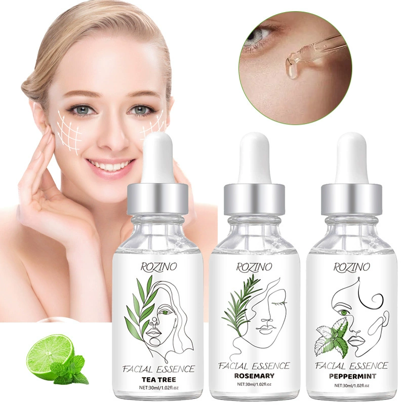 Трансграничный спот RININO Лицевая сыворотка Чайное дерево Розмарин Мятный набор увлажняет и сокращает поры