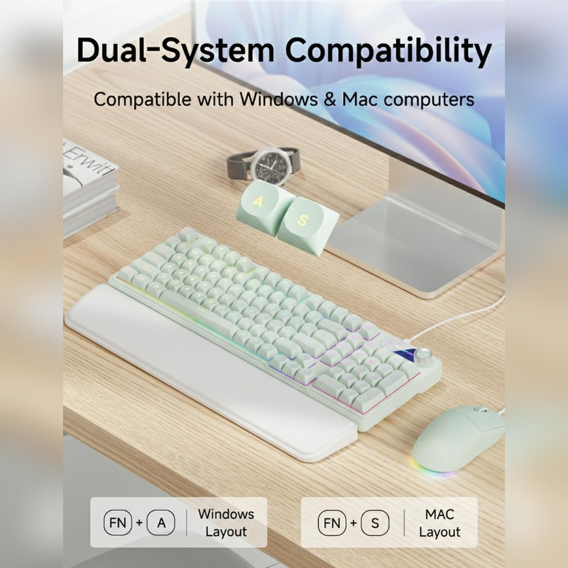 Cross-border new product pioneer C98 wired RGB backlit keyboard and mouse set, 75% mechanical feel office keyboard Cross-border new product pioneer C98 wired RGB backlit keyboard and mouse set, 75% mechanical feel office keyboard