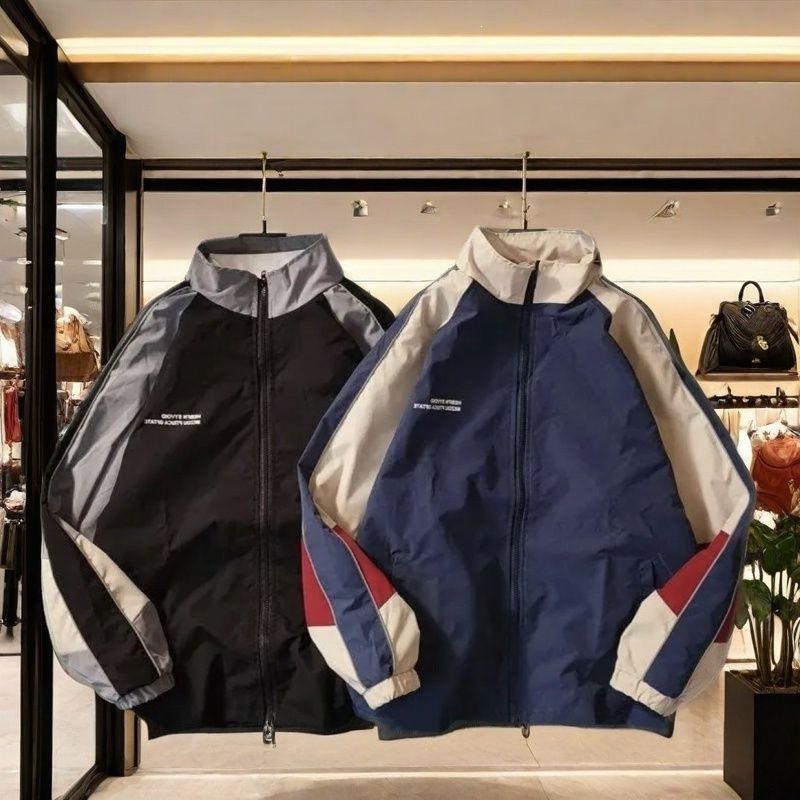 Men's spring and autumn jacket, ins hip-hop baseball jacket, couple's trendy loose-fitting Harajuku style sports workwear jacket