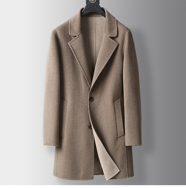 Men's Double-sided Wool Coat Mid-length Cashmere Woolen Thickened