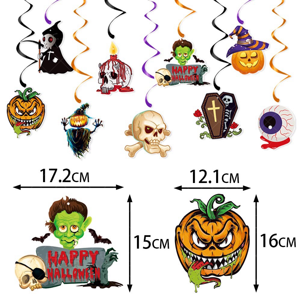 Transfronterizo nuevo Partido de Halloween decoración banner espiral adornos fantasma Festival supermercado calabaza tirar de la bandera flor