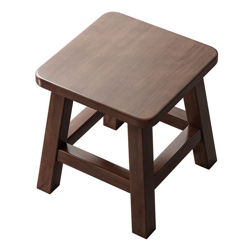Taburete cuadrado de madera maciza de color madera, taburete de madera para sala de estar, taburete para cambiar zapatos en la puerta del hogar