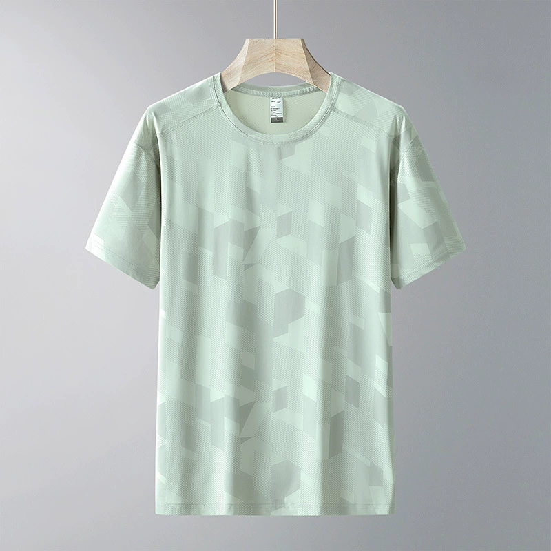 Прямая трансляция, новая летняя мужская классная эластичная повседневная универсальная футболка большого размера из ледяного шелка с короткими рукавами для мужчин