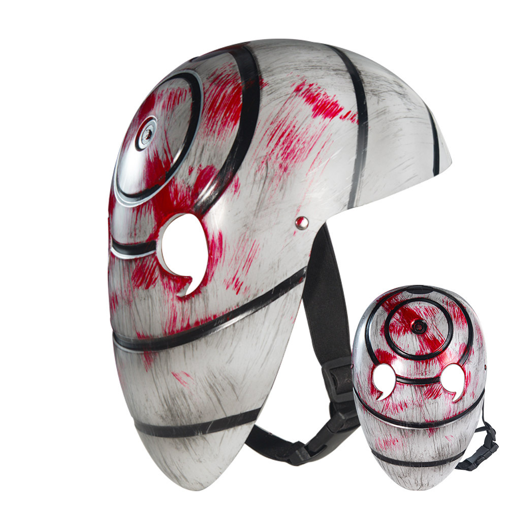 Máscara de Naruto brillante Uchiha con manchas de tierra A Fei escribe una máscara blanca de ojos de rueda cara completa cosplay cos