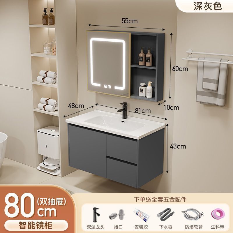 Gabinete de baño de aluminio inteligente espacial grueso combinación lavabo lavabo en cerámica lavabo fábrica de inodoro al por mayor