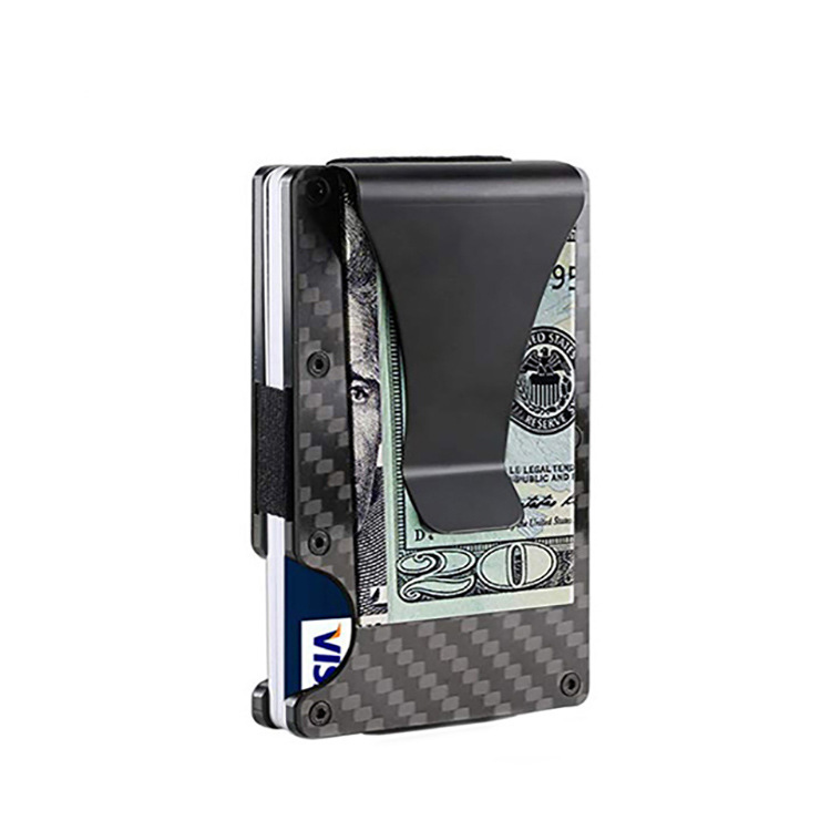 Fashion Style Square Shape Men's Plaid Carbon Fiber Microfiber Open Card Holders