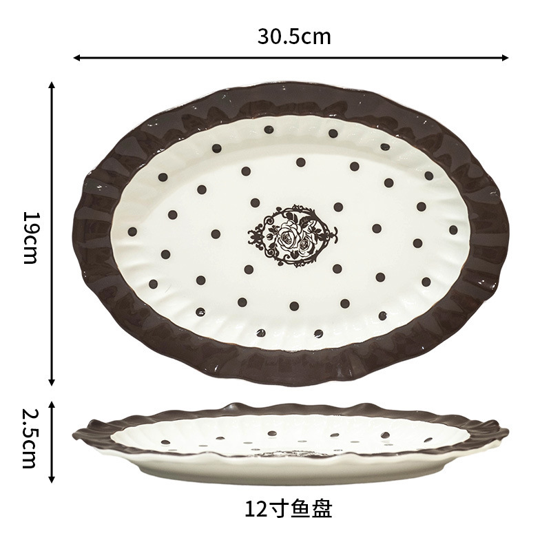 法式中古风餐具碗碟盘筷组合套装家用高颜值好看的吃饭碗汤面碗|undefined