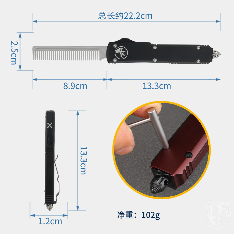 Micro tecnología A5 peine cuchillo al aire libre herramienta multifunción T6061 aviación aluminio micro tecnología serie cuchillo peine venta al por mayor