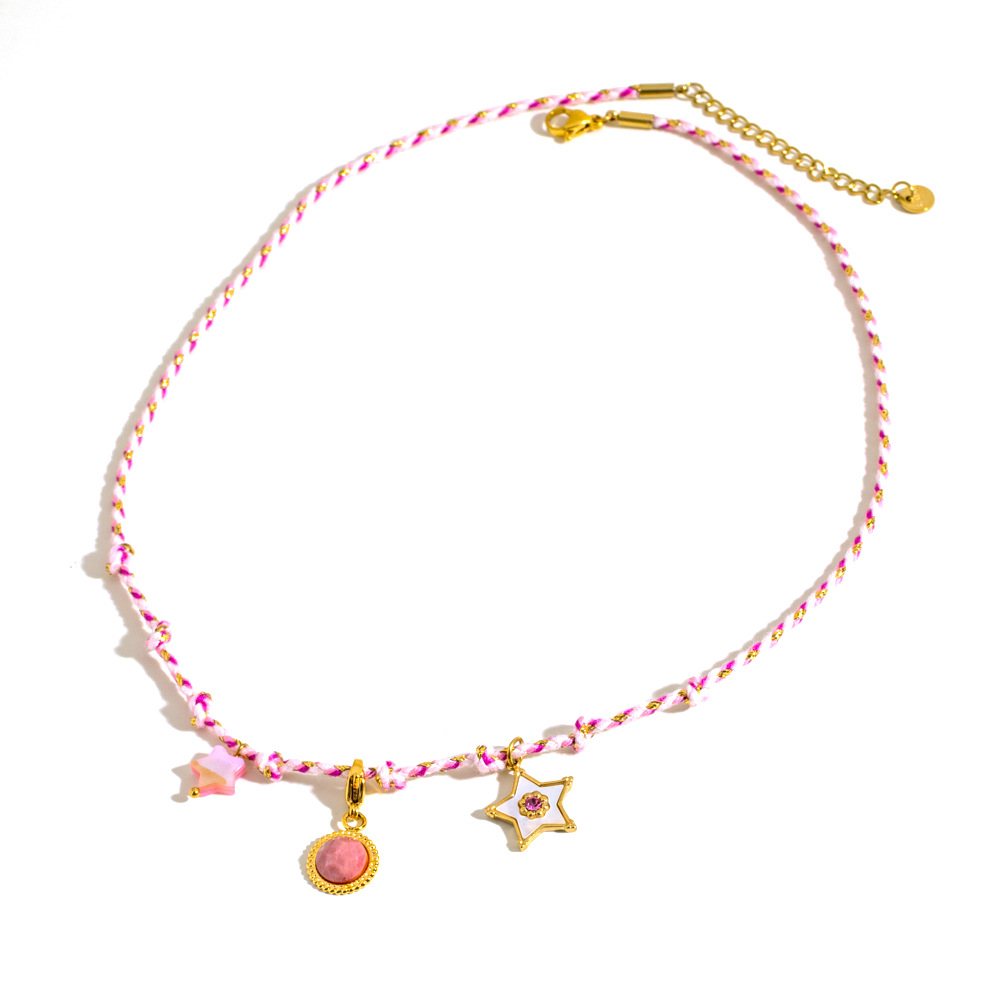 Daily Occasion PVD Coated Real Gold Plated Sun Star Heart Shape Rope Titanium Steel IG Style Waterproof Non Tarnish Rope Multi Charms Necklace